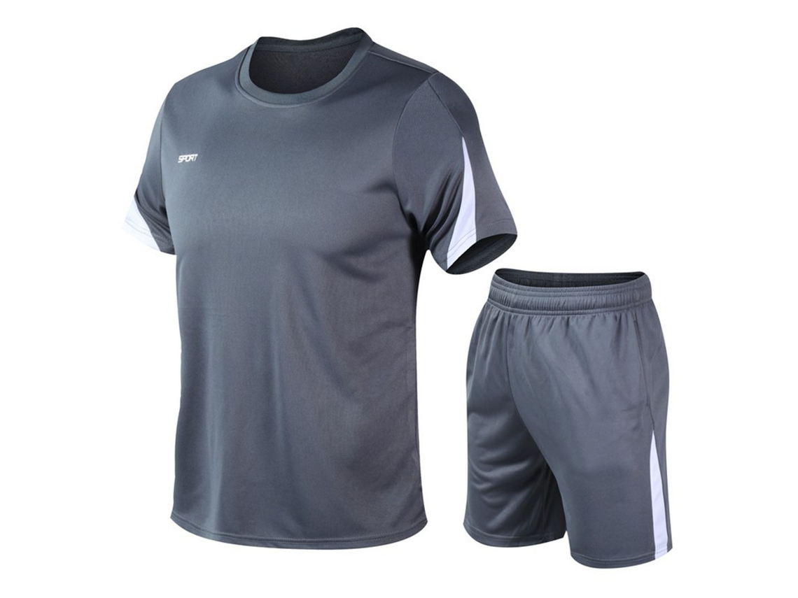 Conjunto De Camiseta E Shorts Para Homem De Treino Casual Manga Curta Com Alça Solta Para Corrida Academia Ciclismo Cinza G