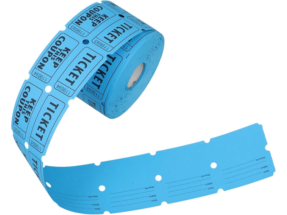 Boletos De Rifa, Rollos Dobles De 500 Unidades, Numerados Y Perforados, Color Azul Lago, Para Eventos.