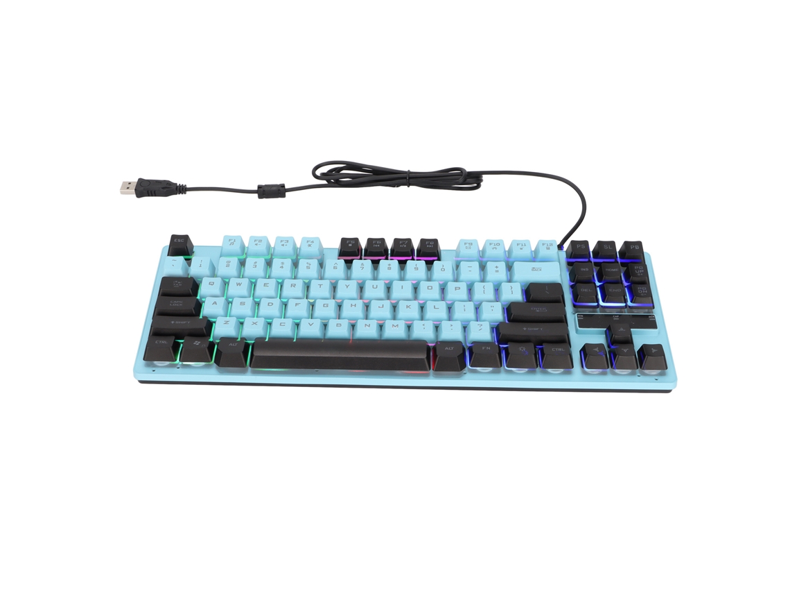 Teclado Mecânico Gamer 87 Teclas Retroiluminação Colorida Leve Portátil Para Desktop Laptop Usb Preto Azul