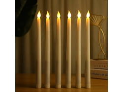 (6 Velas Led Sin Llama De Color Blanquecino) 6d, Incluidas Baterías, Velas Simuladas De Luz Navideña, Forma De Tira Larga.