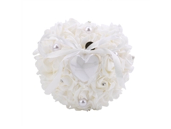 Caja Romántica Para Anillos De Boda Con Forma De Corazón, Hecha A Mano En Satén Blanco.