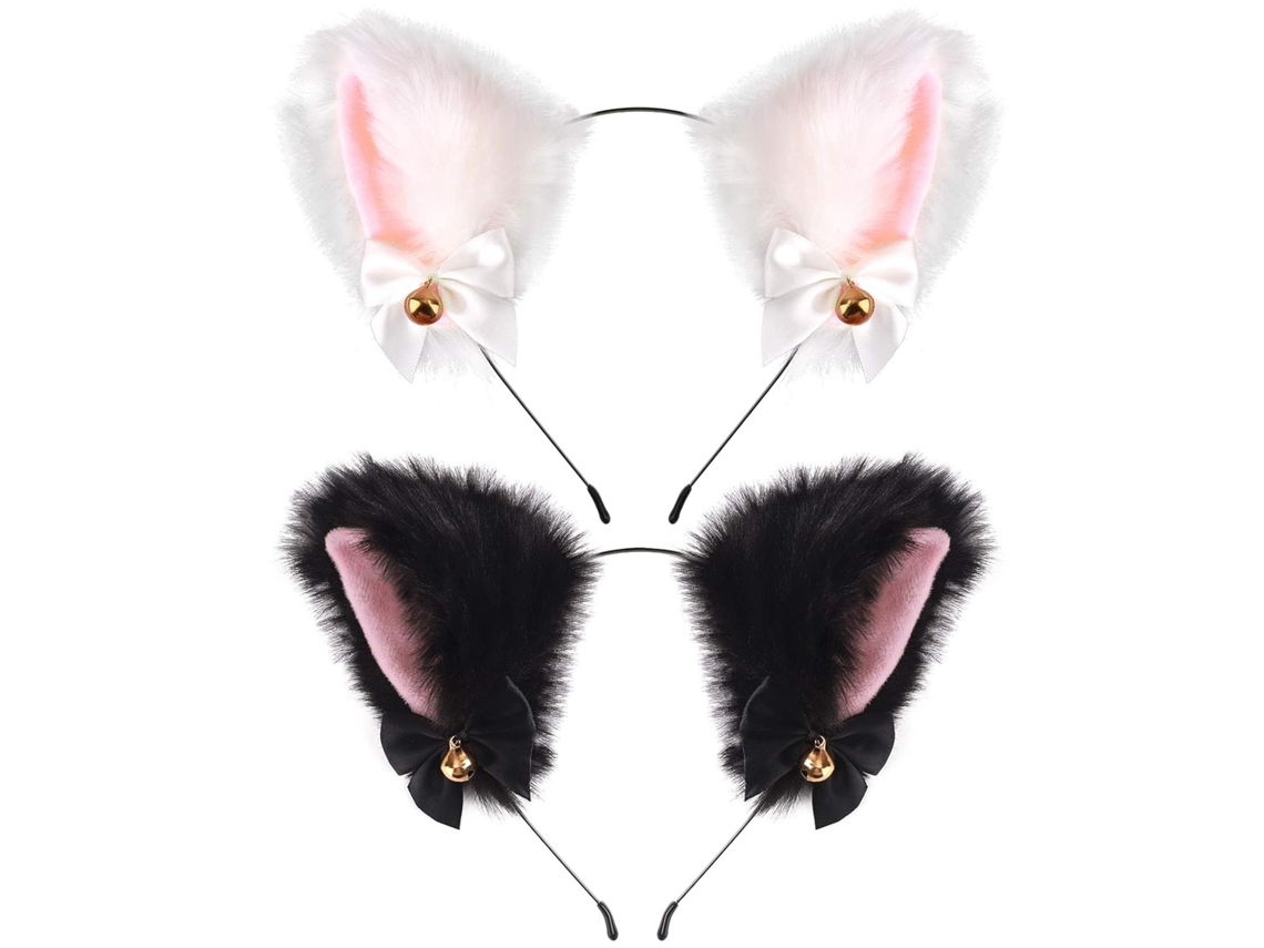Diadema con orejas de gato, cinta y cascabel para niña, disfraz de Halloween para mujeres y niñas.