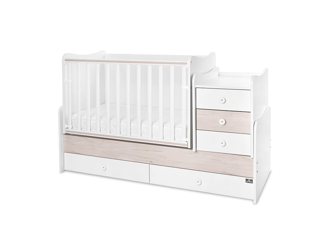 Cuna Convertible En Cama-escritorio Maxi Plus De Lorelli Whitelight Oak