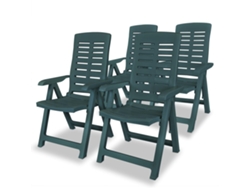 DKD Home Decor 4 sillas de jardín reclinables de plástico verde