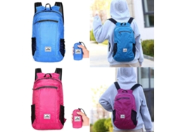 Mochila ultraligera e impermeable para acampar, hacer senderismo, escalar y andar en bicicleta. Plegable e ideal para viajar. Color rosa.