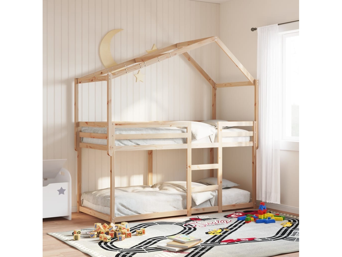 Techo De Cama Infantil Madera Maciza Pino 203x95,5x142 Cm
