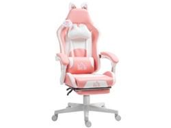 Silla Gaming Orejas Gato Reclinable Reposapiés Rosa Blanco