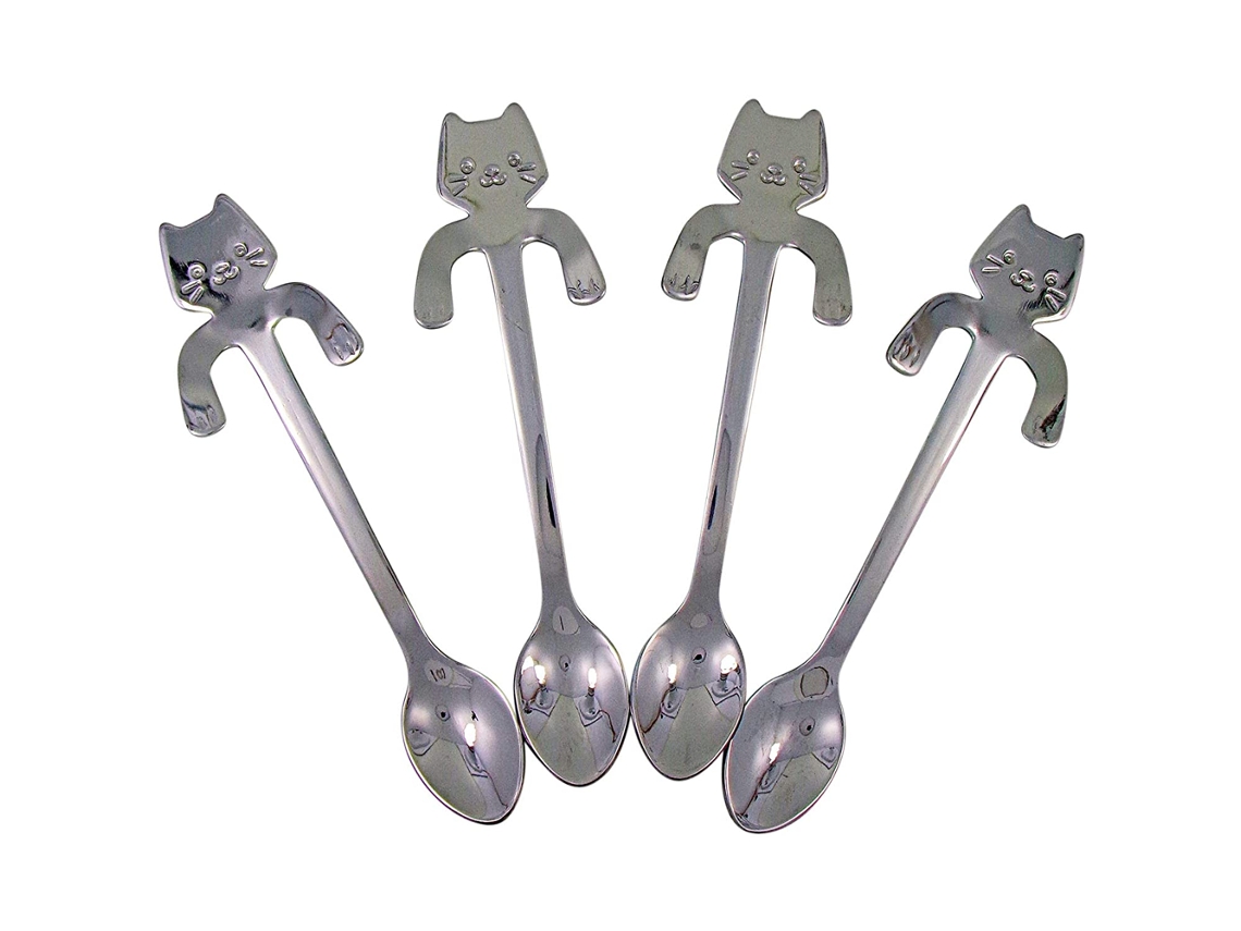 Cuchara de café de acero inoxidable para gatos - Cuchara mezcladora de bebidas (juego de 4) NEVEANCE