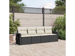 Conjunto de sofás de jardín de 4 piezas DKD Home Decor con cojines de mimbre negros