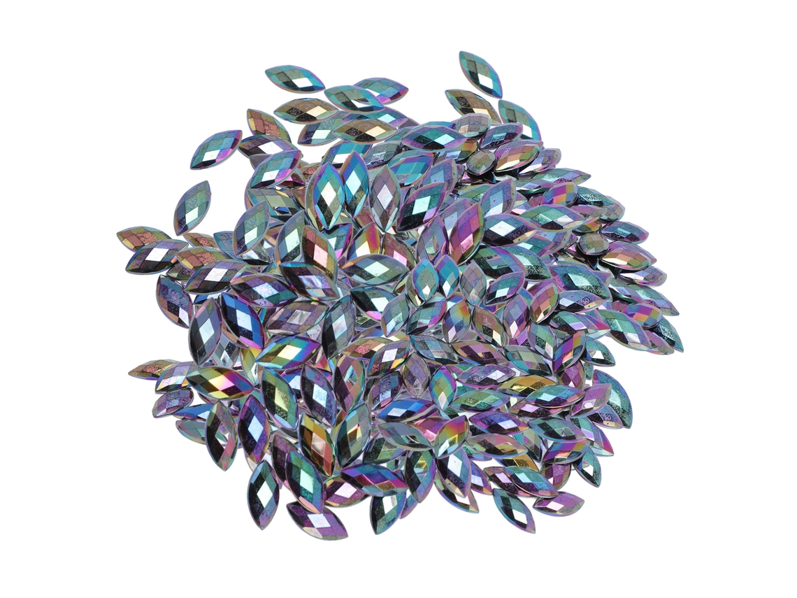 500 Piezas De Piedras Artificiales De Resina Con Base Plana, Forma De Ojo De Caballo, 7x15 Mm, Negro Claro Ab