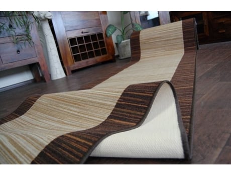 Alfombra de Pasillo con Refuerzo de Goma 57 cm Streifen Marrón