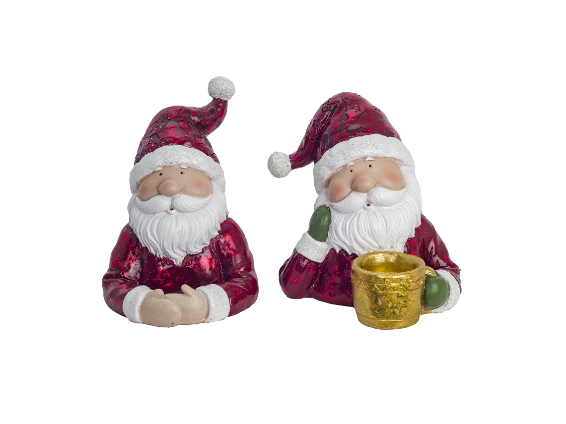 Figura Papa Noel 2 Unidades Rojo de Resina Figura de Navidad Figura Navidad Figuras De Navidad 18x13x16cm BY SIGRIS