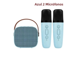 Máquina de karaoke inalámbrica con dos micrófonos y sonido envolvente estéreo de alta definición. Mdug (azul, 2 micrófonos)