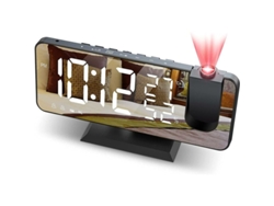 Radio despertador con proyector, pantalla LED, USB, alarma doble Kofihety