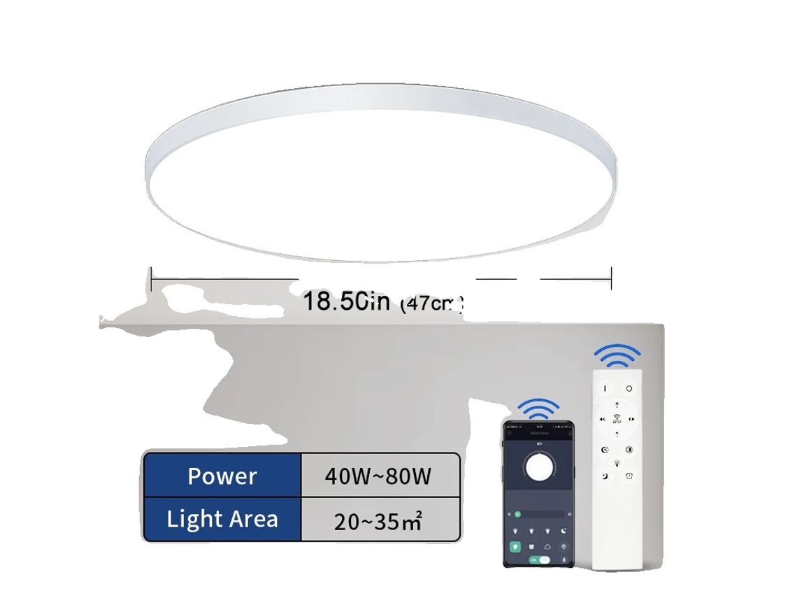 Lámpara de techo LED inteligente, temperatura de color ajustable, diseño a prueba de humedad, control remoto, 1 pieza 80w OEM