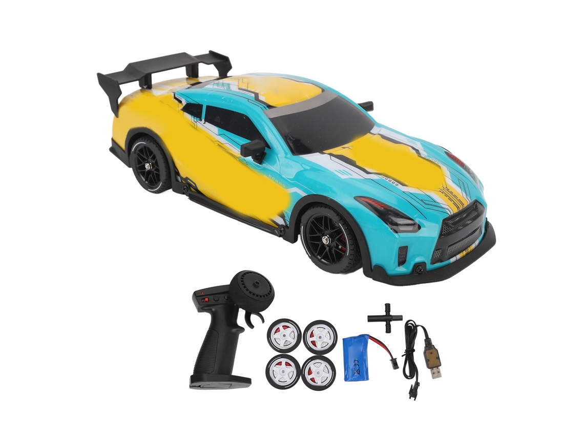 Coche De Carreras De Juguete Con Luces, Escala 1:16, Control Remoto 2.4g, Tracción 4x4, Eléctrico, Derrape Rápido, Color Amarillo-verde.