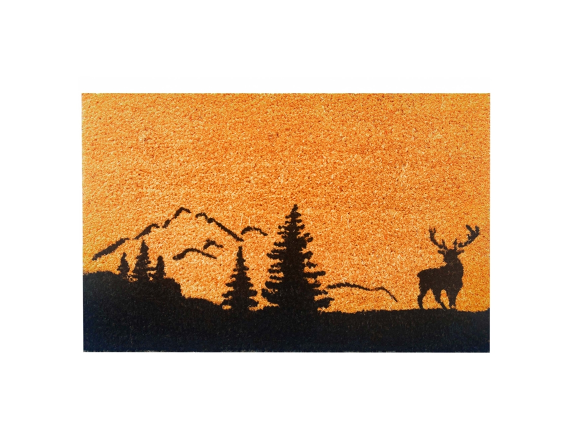 Felpudo Coco Relaxdays 60x40 Cm, Paisaje, Antideslizante, Para Interior/exterior, Natural
