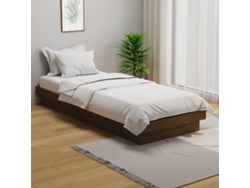 Estructura De Cama Individual Sin Colchón Madera Marrón Miel
