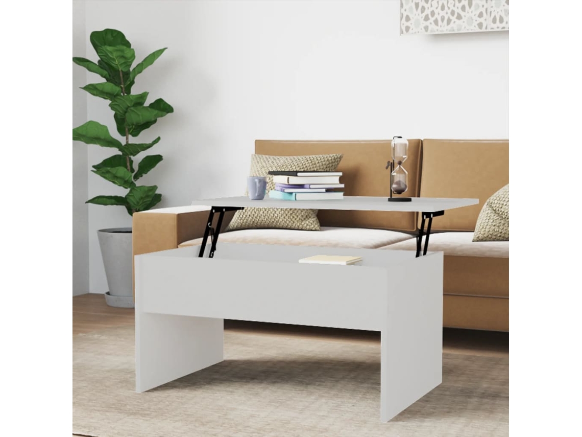 Mesa De Centro Madera Contrachapada Blanco 80x50,5x41,5 Cm