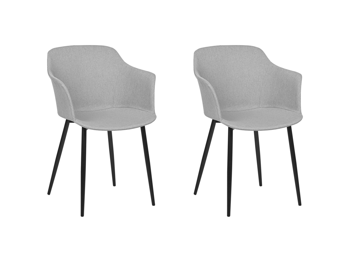 Conjunto de cadeiras de jantar de estilo retro BELIANI Elim de Poliéster Cinzento 43x45x82