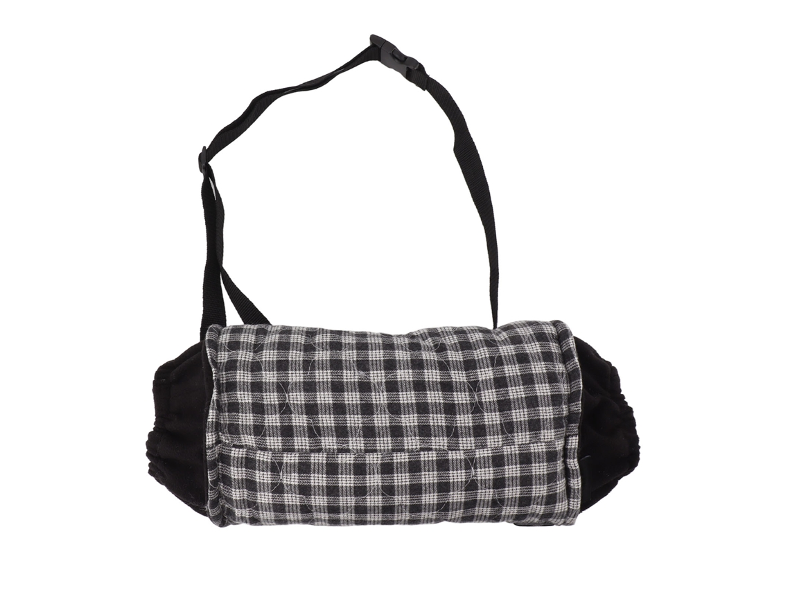 Bolsa calentadora de manos de poliéster a cuadros, calefactable por USB, ajustable, impermeable, para invierno, clima frío, exterior, caza, senderismo, camping, blanco y negro