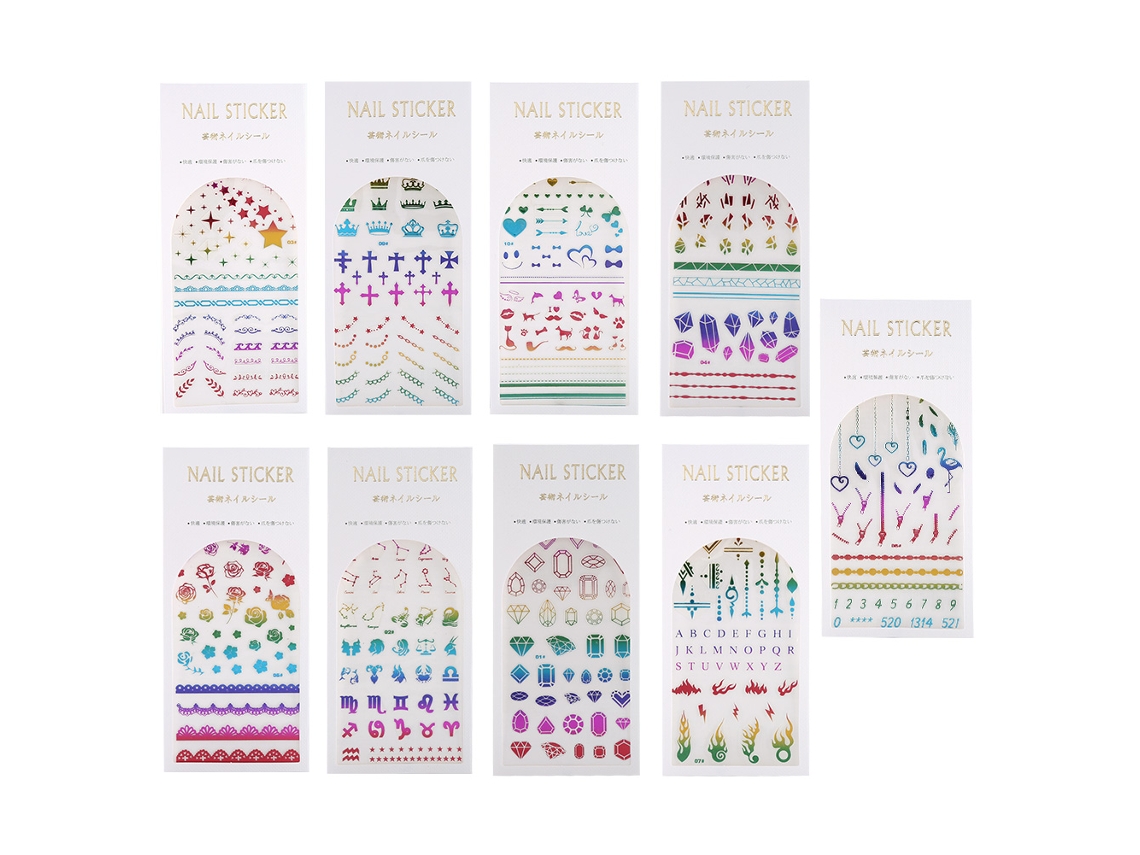 Rebe - 9 piezas de pegatinas navideñas de dibujos animados para uñas, pegatinas con purpurina para manicura DIY