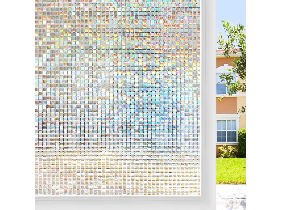 Lámina para ventanas de privacidad, adhesivo de mosaico para ventanas, lámina de vidrio de color estática 3D (30 cm x 200 cm) Especificaciones.