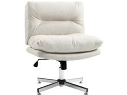 Silla De Oficina Sin Brazos Con Altura Ajustable Función De Basculante Base Cruzada Y Asiento Amplio Gris Claro
