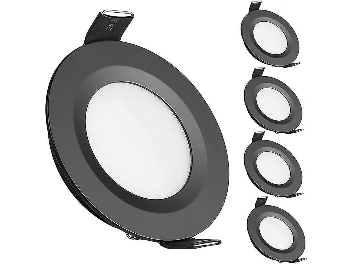 Omni-4 Focos Empotrados Led 12v 3w 3200k Luz Blanca Cálida 58-65mm Para Autocaravana Barco Caravana Van Yate Negro