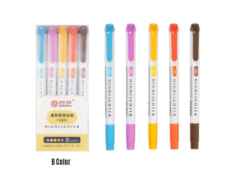 Rotuladores resaltadores de doble punta, 5 colores, cincel ancho y puntas finas, rotulador para estudiantes de escuela, suministros domésticos para...