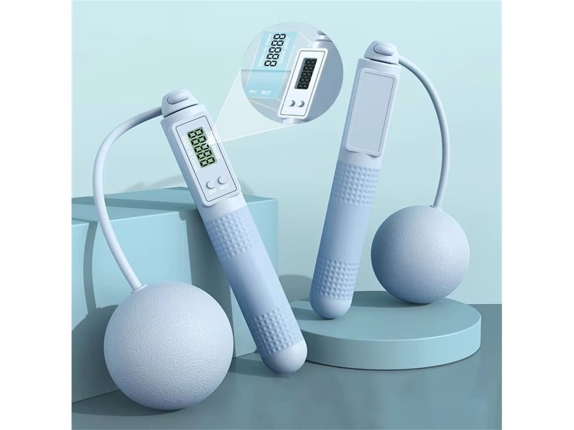 Rosakaload Cuerda Saltar Inalámbrica Pantalla Inteligente Contador 60mm Bola Lastrada Mango Antideslizante Silicona Velocidad Portátil Ligera Unisex