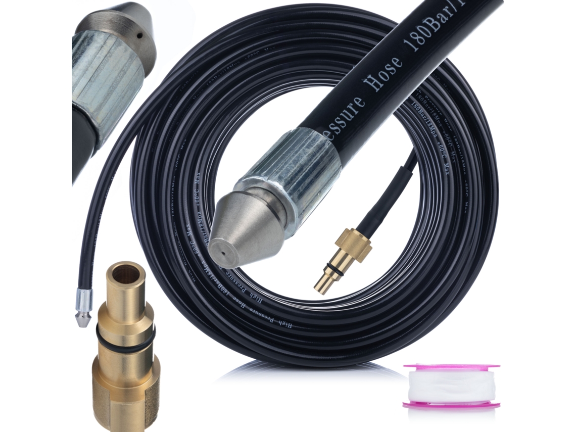 Manguera de limpieza Alcantarilla 3m – Boquilla 1+3 | 16Bar | Compatible con Lavor