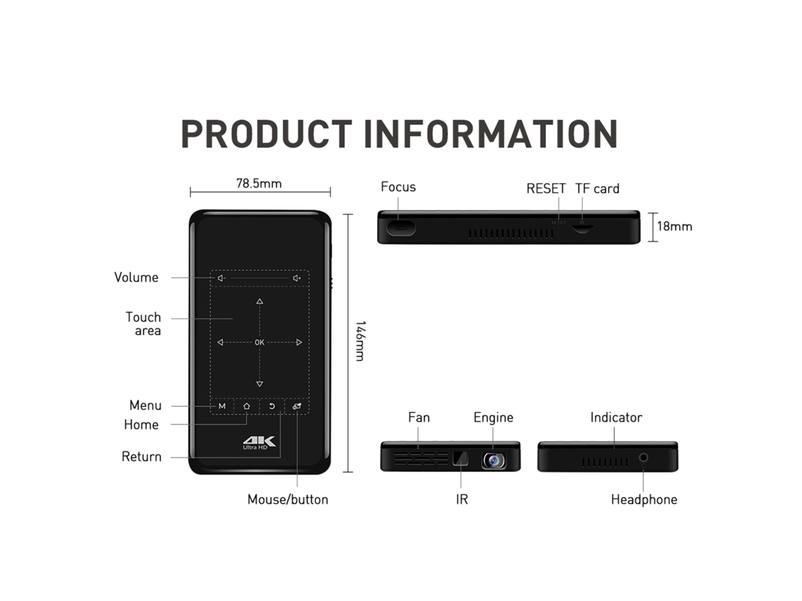 Proyector inteligente y reproductor multimedia para cine en casa
