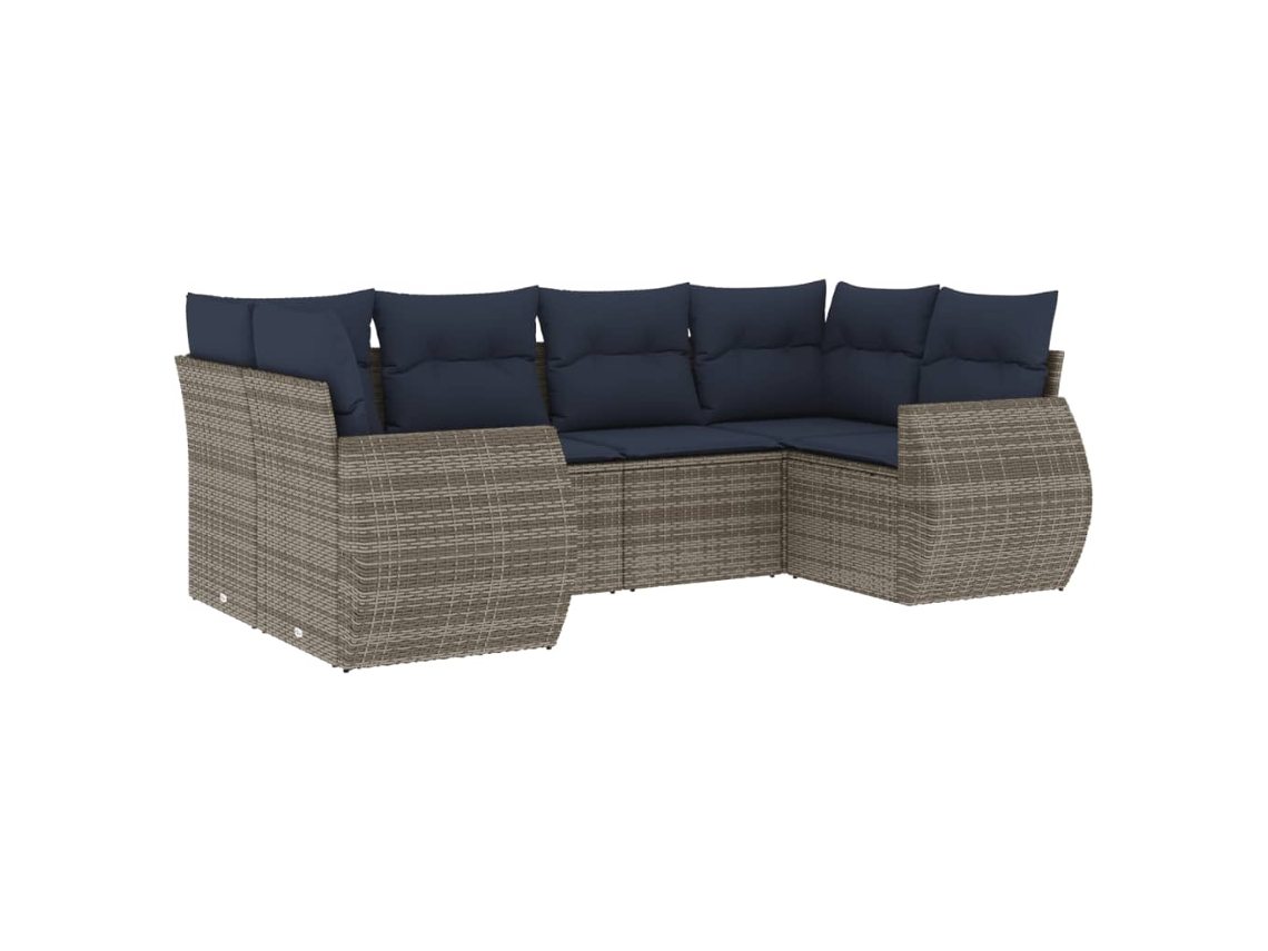 Maison Exclusive - Conjunto De Sofá De Jardín De 6 Piezas Con Cojines, Poliratán Gris