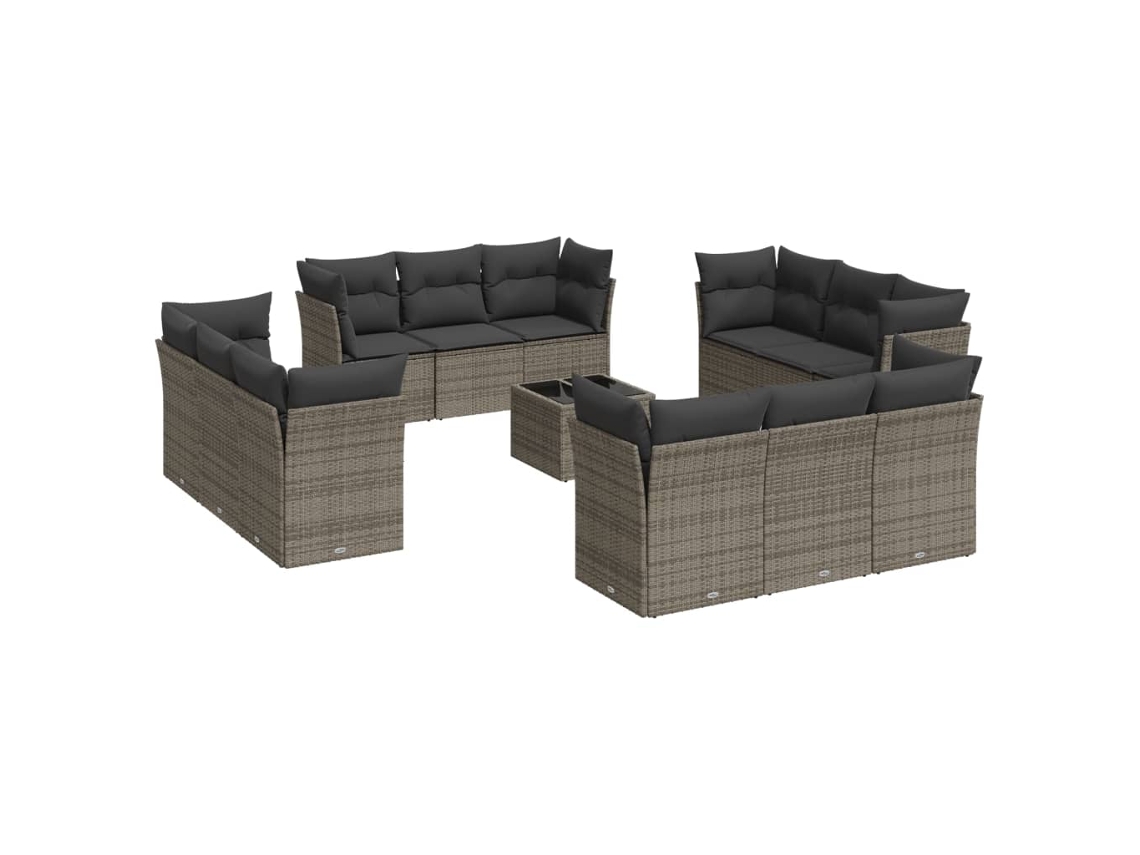 Maison Exclusive - Set Sofás De Jardín Con Cojines 13 Piezas Ratán Sintético Gris