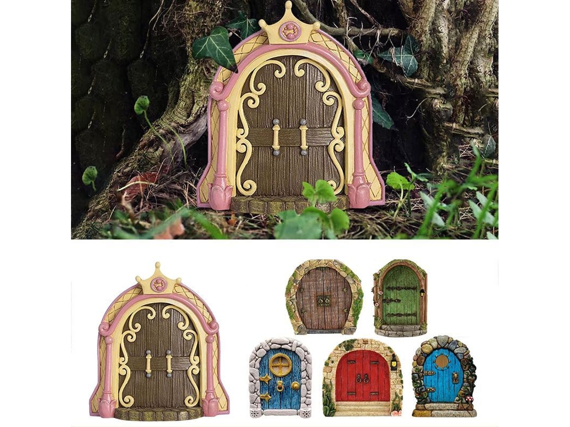 Accesorios para jardines de hadas: Puertas de madera en miniatura para árboles, decoración exterior.
