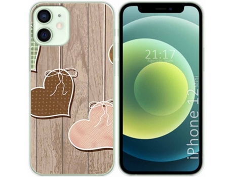 Carcasa iPhone 12 Mini (5.4) TUMUNDOSMARTPHONE Corazones Madera Multicolor
