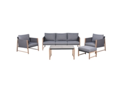 Conjunto de exterior con reposapiés Beliani Nola en aluminio gris 194x83x83