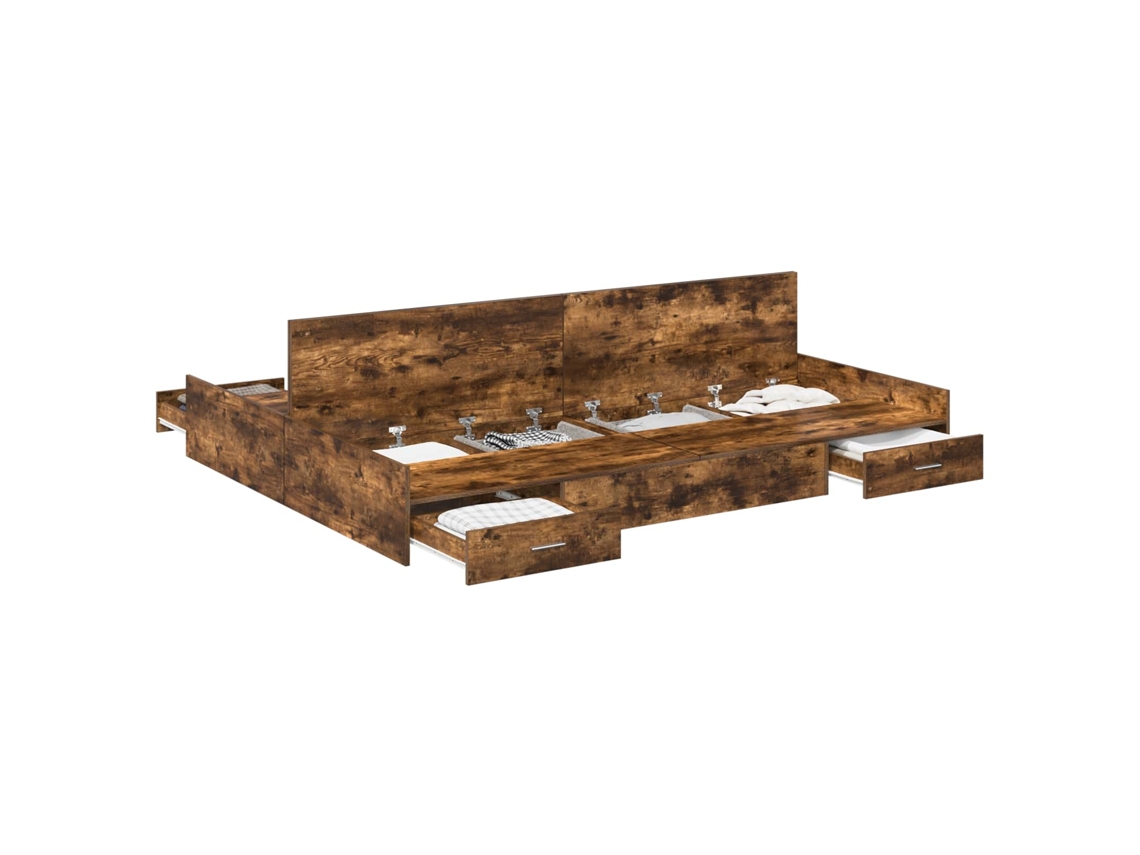 Maison Exclusive - Cama Con Almacenamiento Con Cabecera Roble Ahumado 160 X 200 Cm