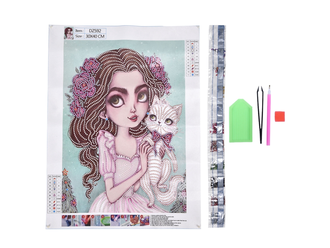 Kit De Pintura De Diamantes 5d - Hermosa Niña Con Diamantes De Imitación Para La Decoración Del Hogar
