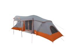 Tienda de campaña familiar con techo gris y naranja, 721 x 335 x 212 cm.