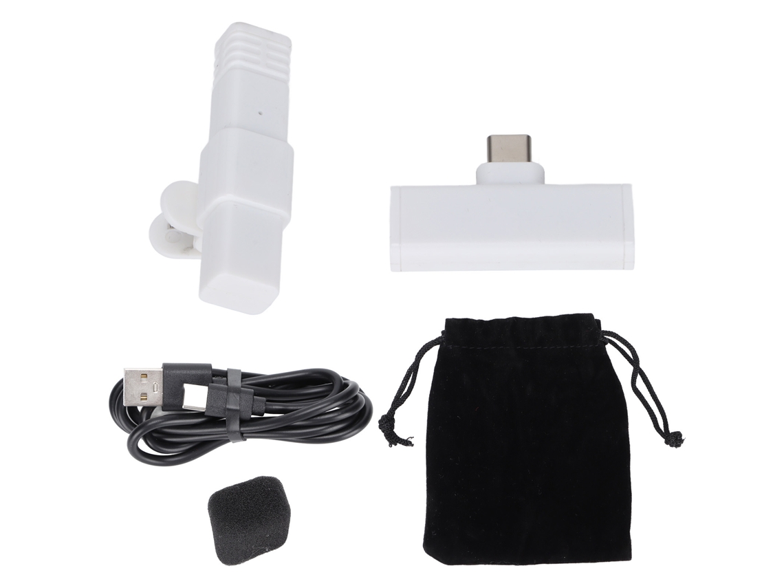Microfone Lavalier Sem Fio Omnidirecional Condensador Com Clip Fácil Para Gravação Youtube Podcast Vídeo Branco
