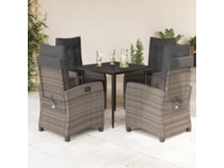 Juego de comedor de jardín de 5 piezas DKD Home Decor con cojines de mimbre gris
