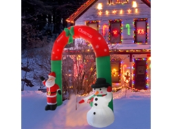 Arco Navideño Hinchable De 2,4 M Con Luces Led, Papá Noel Y Muñeco De Nieve, Decoración De Jardín.