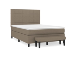 Maison Exclusive - Cama Box Spring Con Colchón Tela Gris Taupe 140x200 Cm