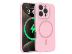 (rosa, Iphone 15 Pro) Funda Para Iphone, Silicona Líquida, Protección De Lente, Fuerte Fijación Magnética.