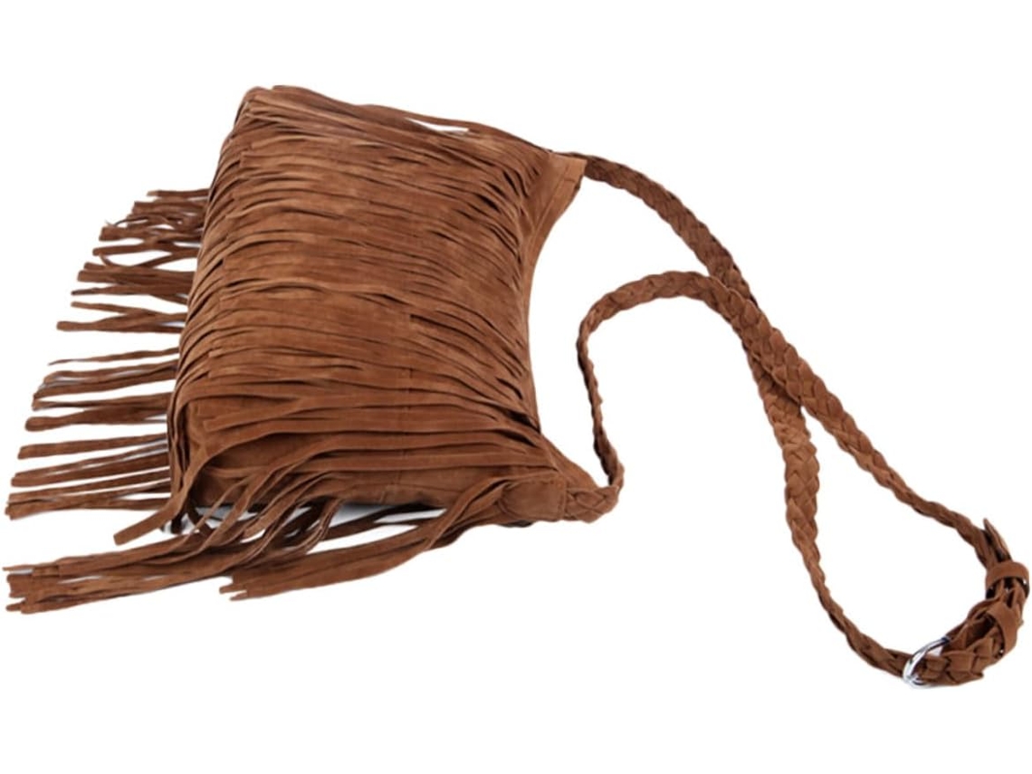 Bolsa Feminina Com Franjas Em Poliéster, Com Interior Espaçoso, Pode Ser Usada No Ombro Ou Transversalmente, Elegante.