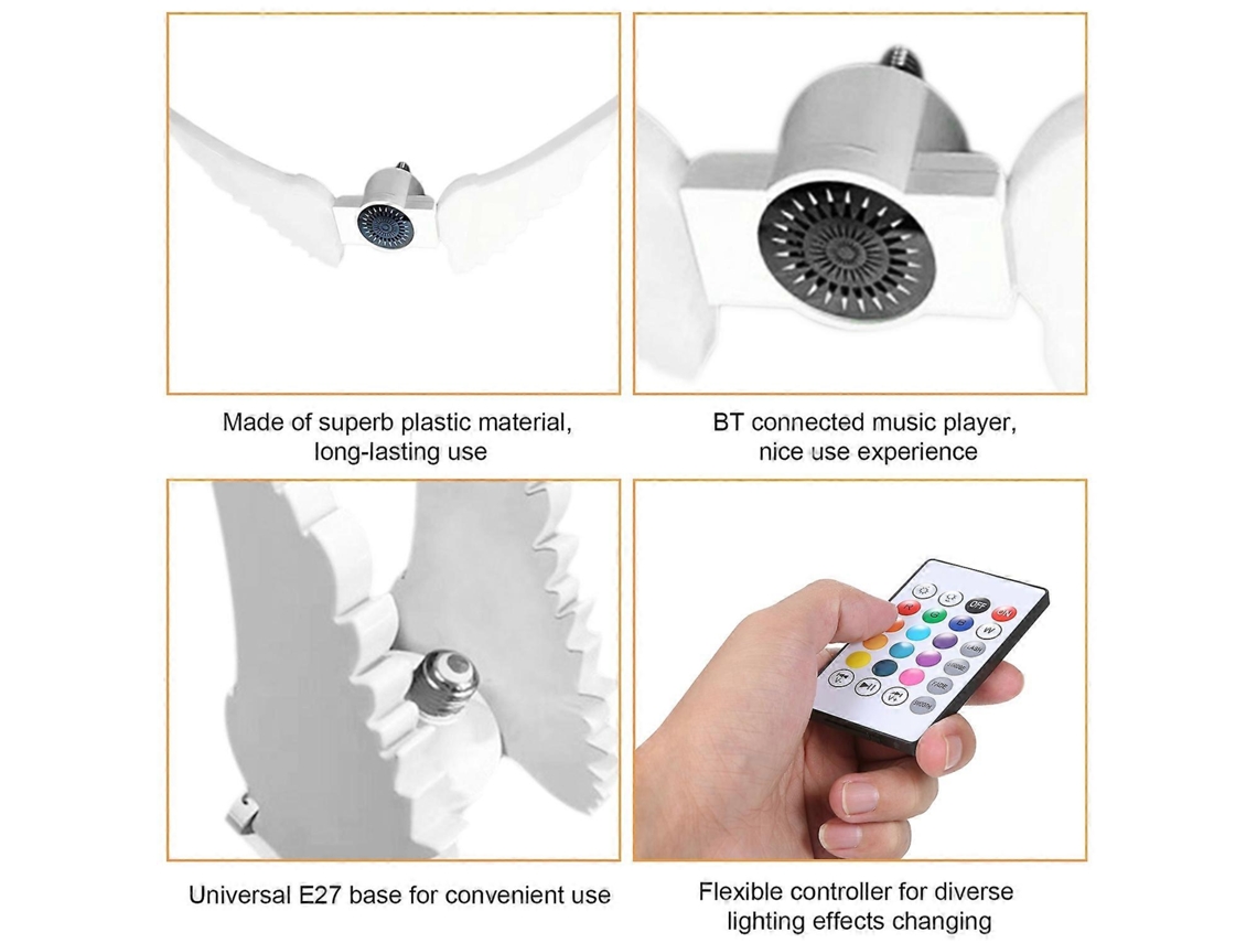 Luz LED inteligente Bluetooth de 50 W con controlador, altavoz Bluetooth, brillo regulable y regulable. Chennnls