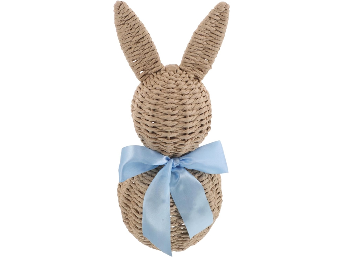 Figura De Conejito De Pascua Tejida A Mano En Imitación De Ratán, Decoración Primaveral Para El Hogar...
