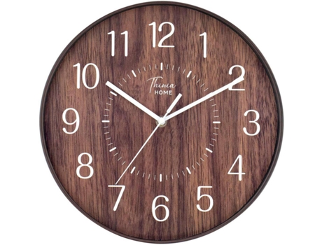 Reloj De Pared thinia home madera 30 cm oscura ø30